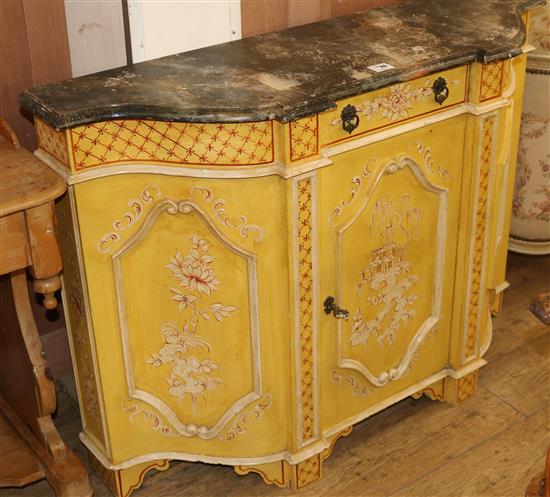 A French yellow painted Chinoiserie cabinet, W.112cm